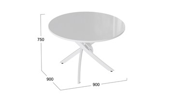 Стол на кухню Diamond тип 2 (Белый муар/Белый глянец) в Глазове - предосмотр 1
