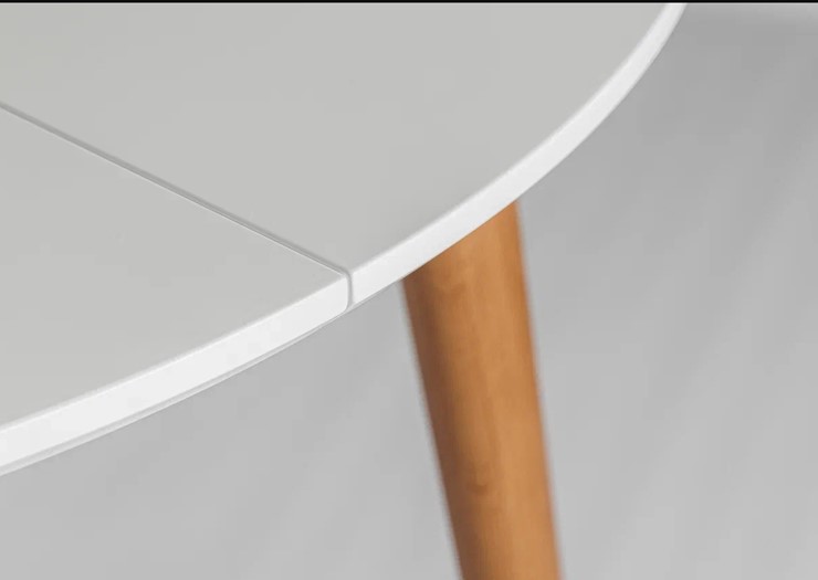 Кухонный раздвижной круглый стол Белая Эмаль д. 90 см МДФ ножки светлый орех в Сарапуле - изображение 19