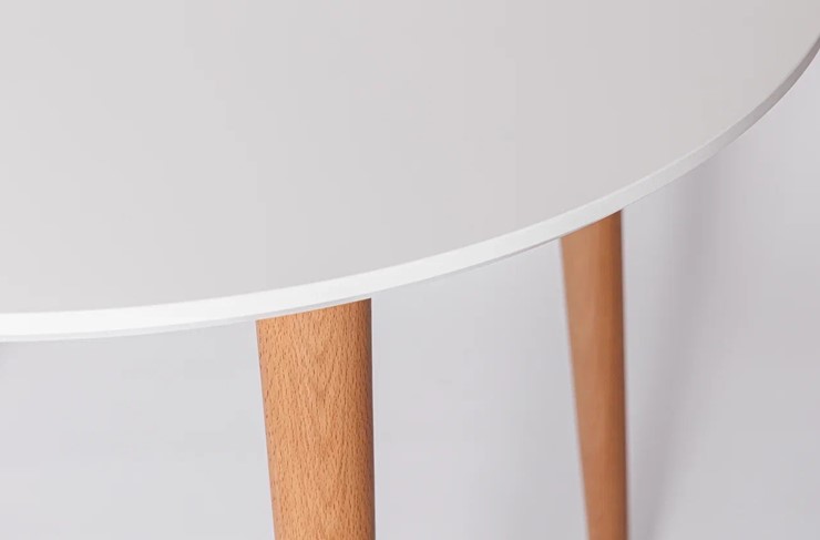 Кухонный раздвижной круглый стол Белая Эмаль д. 90 см МДФ ножки светлый орех в Сарапуле - изображение 21