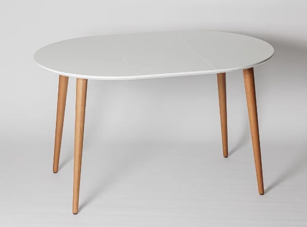 Кухонный раздвижной круглый стол Белая Эмаль д. 90 см МДФ ножки светлый орех в Сарапуле - изображение 9