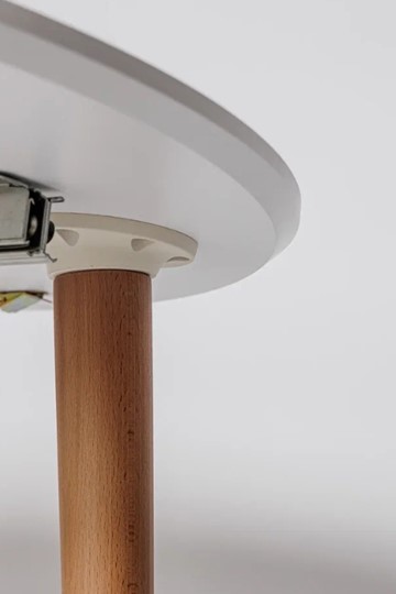 Кухонный раздвижной круглый стол Белая Эмаль д. 90 см МДФ ножки светлый орех в Сарапуле - изображение 2