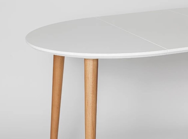 Кухонный раздвижной круглый стол Белая Эмаль д. 90 см МДФ ножки светлый орех в Сарапуле - изображение 10