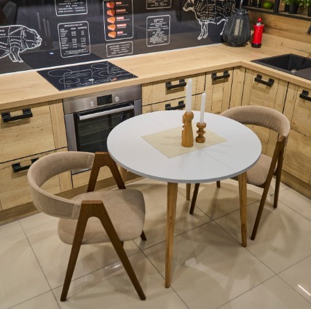 Кухонный раздвижной круглый стол Серый камень 90*90 см ЛДСП в Ижевске - изображение 14