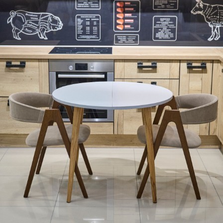 Кухонный раздвижной круглый стол Серый камень 90*90 см ЛДСП в Ижевске - изображение 15