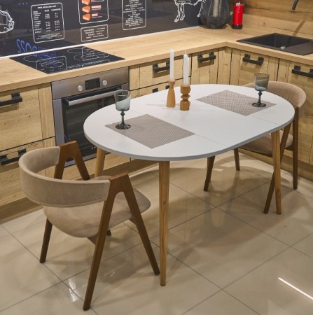 Кухонный раздвижной круглый стол Серый камень 90*90 см ЛДСП в Ижевске - изображение 5