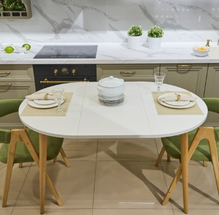 Кухонный раздвижной круглый стол Серый камень 90*90 см ЛДСП в Ижевске - изображение 6