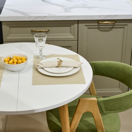 Кухонный раздвижной круглый стол Серый камень 90*90 см ЛДСП в Ижевске - изображение 10