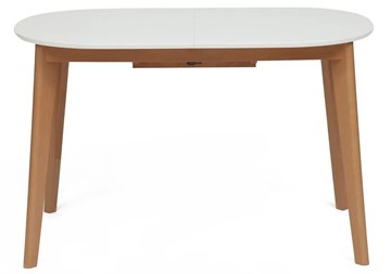 Кухонный стол раскладной BOSCO (Боско) бук/мдф 120+30x80x75 Белый/Натуральный Бук арт.11257 в Сарапуле