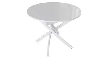 Кухонный круглый стол Diamond тип 3 (Белый муар/Белый глянец) в Ижевске