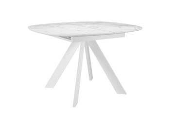 Керамический обеденный стол DikLine BK100 Керамика Белый мрамор/подстолье белое/опоры белые в Глазове