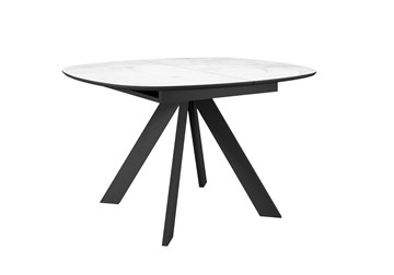 Керамический стол DikLine BK100 Керамика Белый мрамор/подстолье черное/опоры черные в Сарапуле