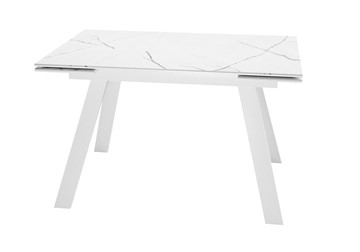 Стол кухонный раскладной DikLine DKL140 Керамика Белый мрамор/опоры белые (2 уп.) в Сарапуле