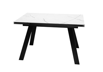 Кухонный стол раскладной DikLine DKL140 Керамика Белый мрамор/опоры черные (2 уп.) в Сарапуле - предосмотр