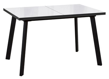Кухонный стол раздвижной Dikline HBS120 Стекло белое/ножки черные в Сарапуле