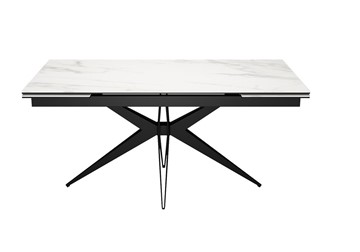 Керамический кухонный стол DikLine KW160 мрамор С41 (керамика белая)/опоры черные в Ижевске