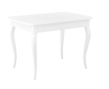 Кухонный стол раздвижной Dikline M110 Белый/стекло белое сатин/ножки MC белые в Сарапуле - предосмотр