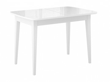 Кухонный стол раздвижной Dikline M110 Белый/стекло белое глянец/ножки MM белые в Сарапуле