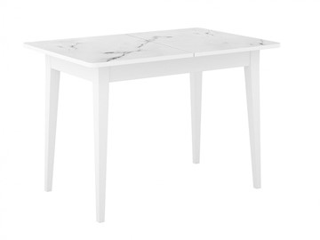 Кухонный раскладной стол Dikline M110 Белый/стекло белый мрамор сатин/ножки MM белые в Ижевске
