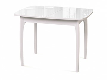 Кухонный раскладной стол Dikline M40 стекло белое/ножки белые в Сарапуле