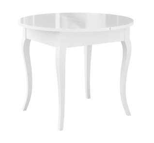 Кухонный стол раскладной Dikline MR100 Белый/стекло белое глянец/ножки MC белые в Глазове