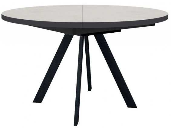 Кухонный стол раздвижной Dikline RD120 Хромикс белый/ножки черные в Сарапуле - изображение