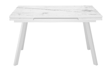 Обеденный раздвижной стол DikLine SKA125 Керамика Белый мрамор/подстолье белое/опоры белые (2 уп.) в Сарапуле