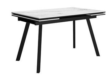 Стол кухонный раздвижной DikLine SKA125 Керамика Белый мрамор/подстолье черное/опоры черные (2 уп.) в Глазове