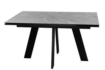Стол раздвижной DikLine SKM140 Керамика серый мрамор/подстолье черное/опоры черные (2 уп.) в Ижевске - предосмотр 1