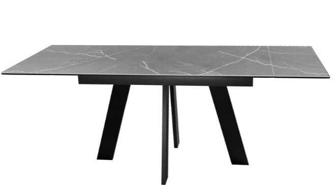 Стол раздвижной DikLine SKM140 Керамика серый мрамор/подстолье черное/опоры черные (2 уп.) в Ижевске - изображение 2