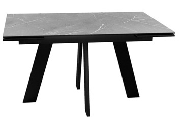 Стол раздвижной DikLine SKM140 Керамика серый мрамор/подстолье черное/опоры черные (2 уп.) в Ижевске - предосмотр
