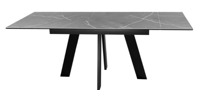 Стол раздвижной DikLine SKM140 Керамика серый мрамор/подстолье черное/опоры черные (2 уп.) в Ижевске - изображение 4