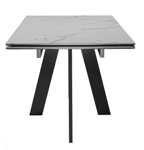 Стол раздвижной DikLine SKM140 Керамика серый мрамор/подстолье черное/опоры черные (2 уп.) в Ижевске - изображение 5
