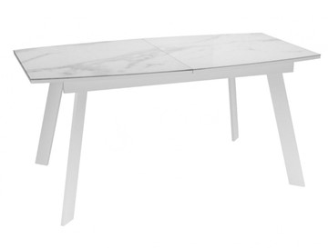Кухонный раздвижной стол Dikline XLS160 мрамор белый глянец/ножки белые в Сарапуле