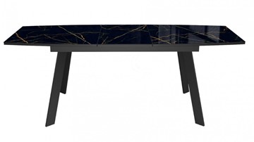 Кухонный стол раскладной Dikline XLS160 мрамор черный глянец/ножки черные в Сарапуле - предосмотр 1