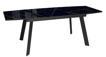 Кухонный стол раскладной Dikline XLS160 мрамор черный глянец/ножки черные в Сарапуле - предосмотр 3
