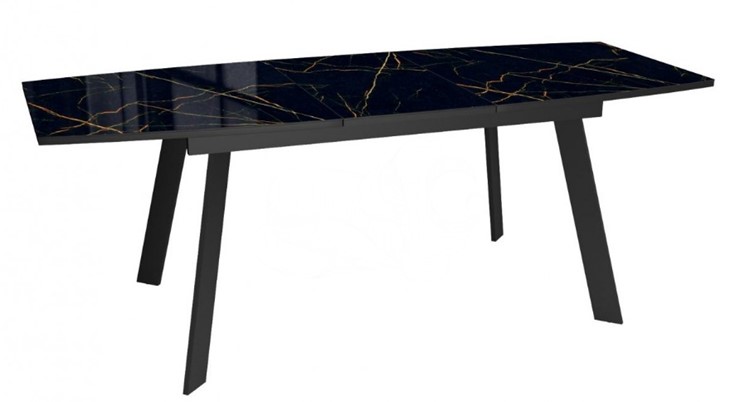 Кухонный стол раскладной Dikline XLS160 мрамор черный глянец/ножки черные в Сарапуле - изображение 3