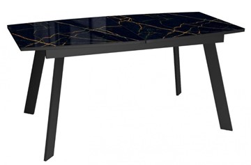 Кухонный стол раскладной Dikline XLS160 мрамор черный глянец/ножки черные в Сарапуле - предосмотр