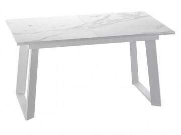 Раздвижной стол Dikline ZLS140 Мрамор белый глянец/ножки белые в Сарапуле