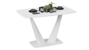 Кухонный раздвижной стол Фабио тип 1 (Белый матовый, Стекло матовое белый мрамор) в Глазове