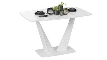 Кухонный раскладной стол Фабио тип 1 (Белый матовый, Стекло глянцевое белое) в Глазове
