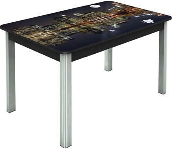 Кухонный раздвижной стол Гамбург исп.1 ноги метал. крашеные №23, Фотопечать (Города №8) в Сарапуле