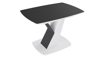 Кухонный раскладной стол Гарда тип 1, цвет Белый/Стекло матовое черный графит в Глазове