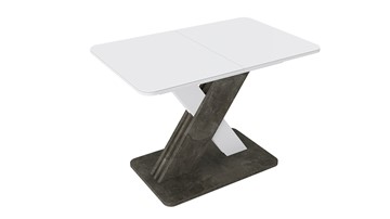 Обеденный раздвижной стол Люксембург тип 1 (Белый/Ателье темный/Стекло белое матовое) в Глазове