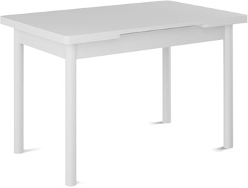 Кухонный стол раскладной Милан-1 EVO, ноги металлические белые, белый цемент в Сарапуле