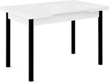 Кухонный раскладной стол Милан-2 EVO, ноги черные, стекло белое/белый в Сарапуле