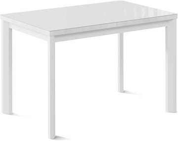 Кухонный стол раздвижной Нагано-1G (ноги металлические белые, стекло cristal/белый цемент) в Сарапуле