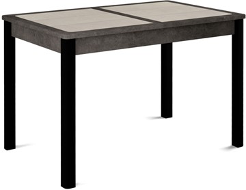 Кухонный раздвижной стол Ницца-1 ПЛ (ноги черные, плитка бежевая/серый камень) в Ижевске