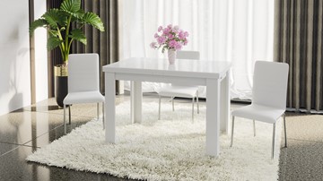 Кухонный раскладной стол Норман тип 1, цвет Белый/Стекло белый глянец в Глазове - предосмотр 4
