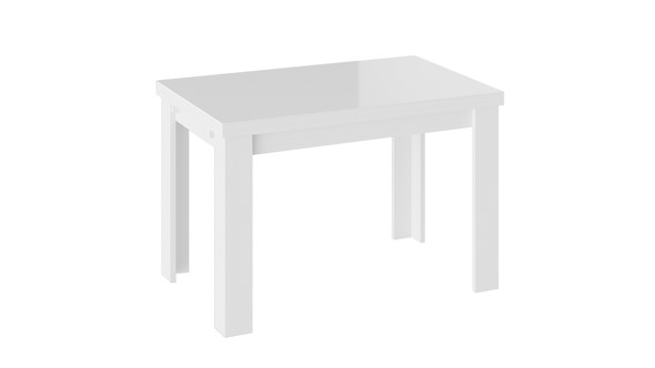 Кухонный раскладной стол Норман тип 1, цвет Белый/Стекло белый глянец в Сарапуле - изображение