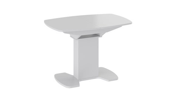 Кухонный стол раскладной Портофино (СМ(ТД)-105.01.11(1)), цвет  Белый глянец/Стекло белое в Глазове - изображение